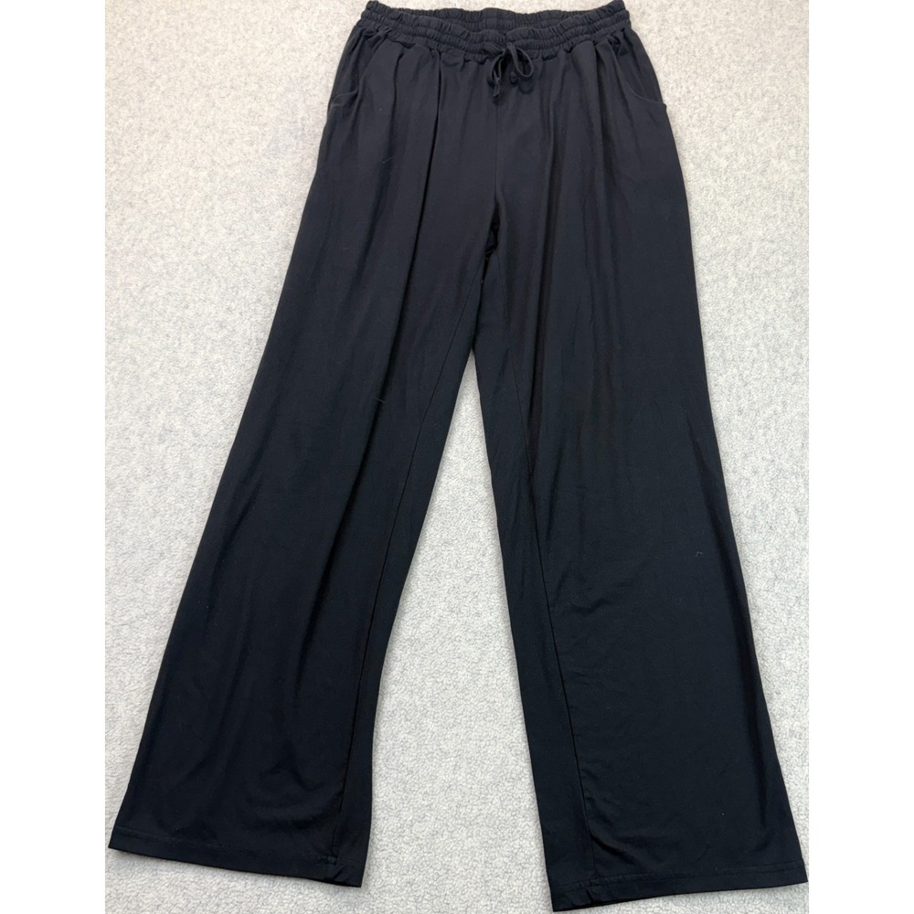 Dibaolong Womens Wide Leg Yoga Pants Black Comfy Loose Fit Elastic Waist L